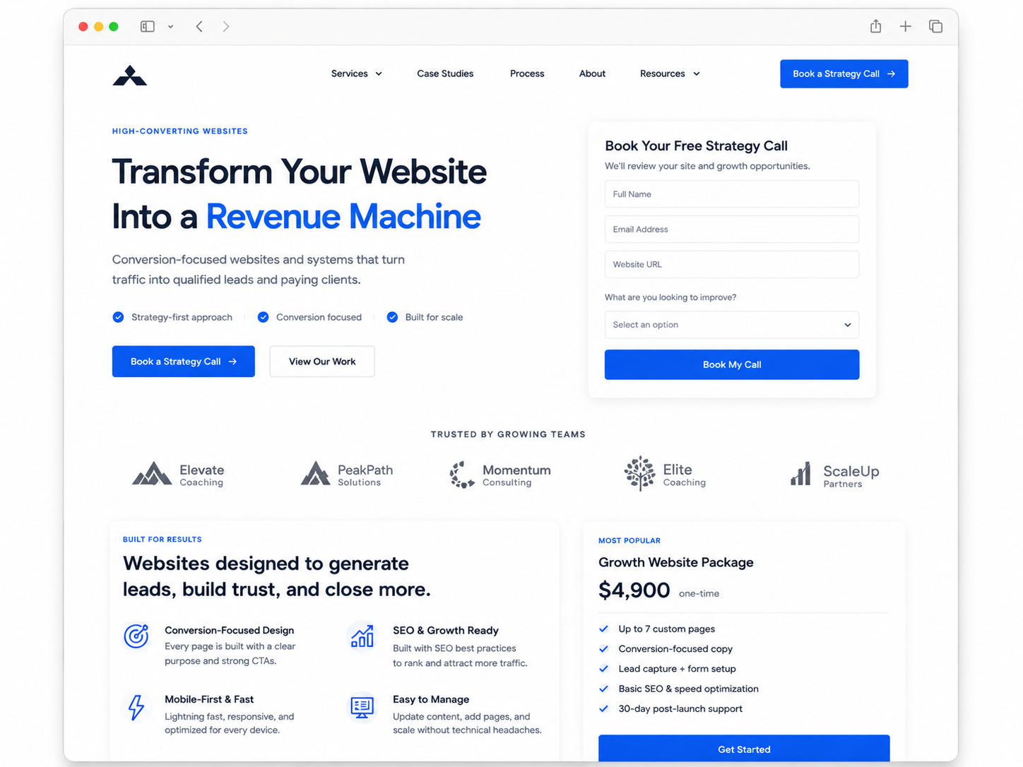 Conversion-focused local business website design example